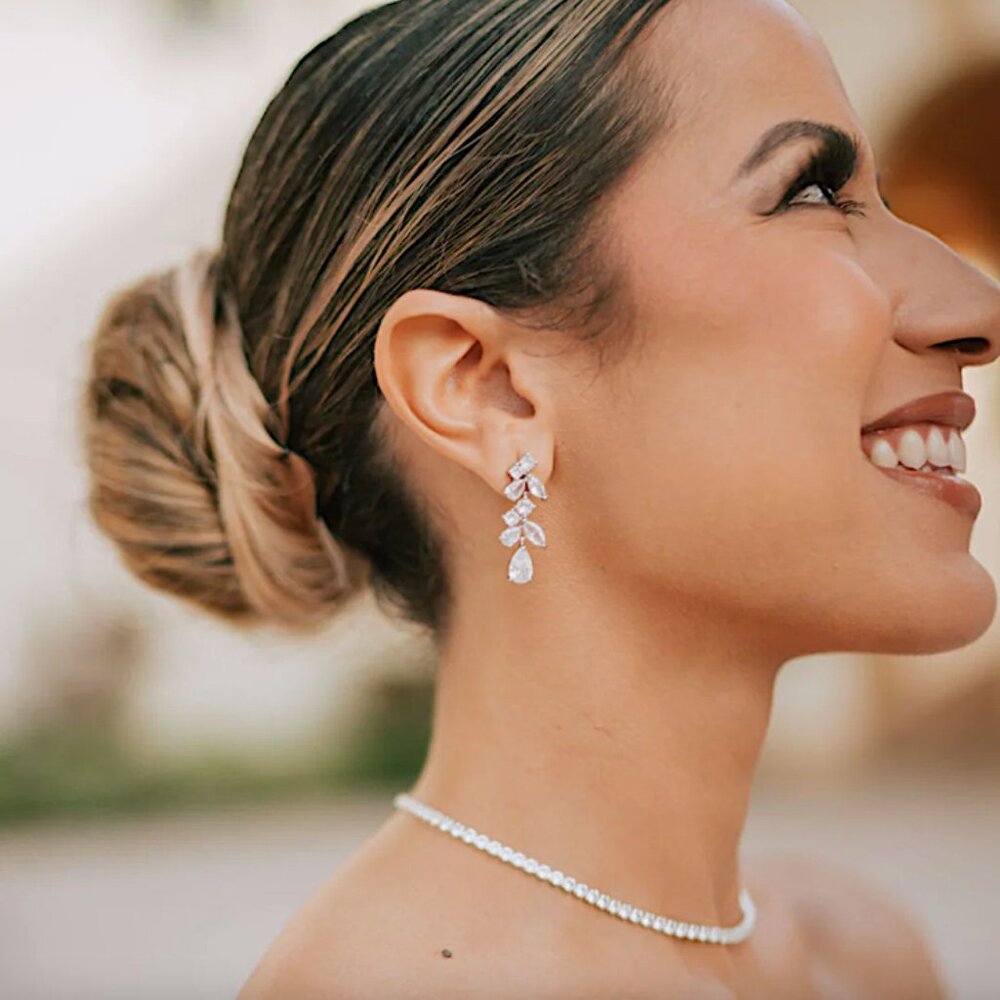 Anthropologie Clear Crystal Drop Earrings - Picture 2 of 10